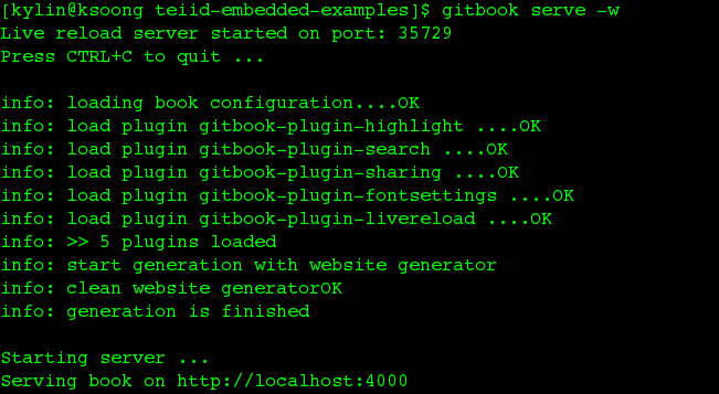 gitbooks example serve