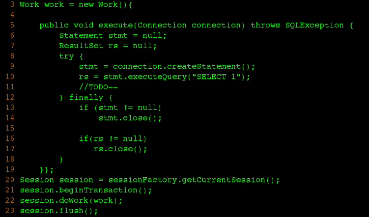 Hibernate Session JDBC