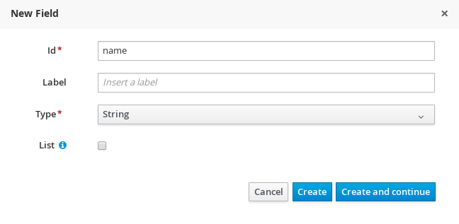 New data model field window