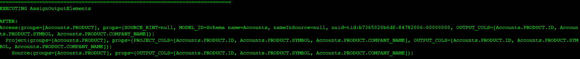 EXECUTING AssignOutputElements log