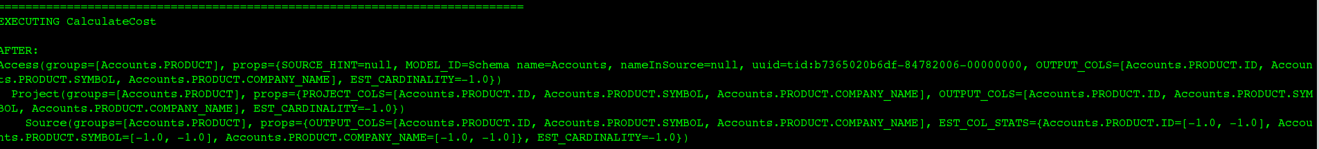 EXECUTING CalculateCost log